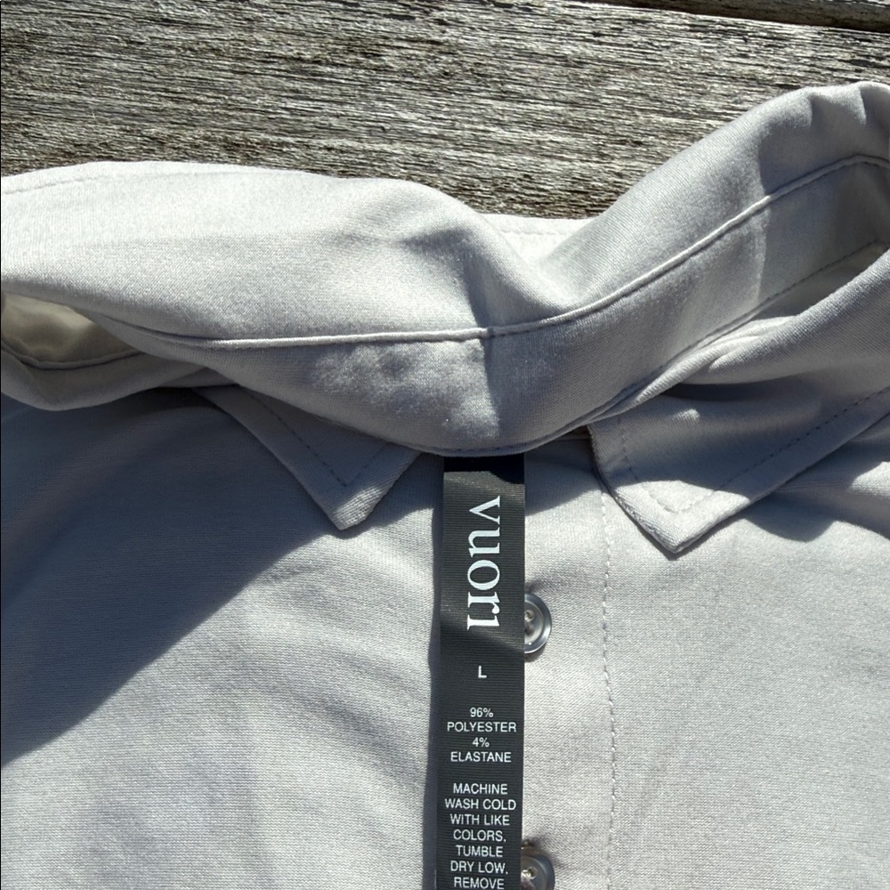 VUORI STRATO TECH POLO MENS SIZE LARGE NWT Frost Grey Heather - Picture 3 of 6